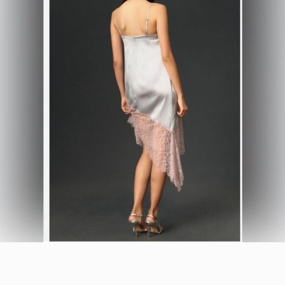 Anthropologie Lace-Trimmed Asymmetrical Midi Slip Dress Size 14, New - Picture 8 of 15